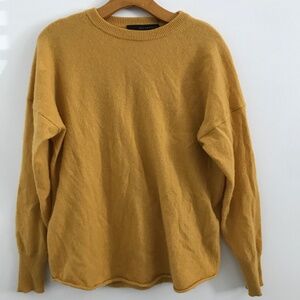 360 CASHMERE WOMENS SWEATER 100% CASHMERE YELLOW SLOUCHY OVERSIZE PULLOVER SMALL